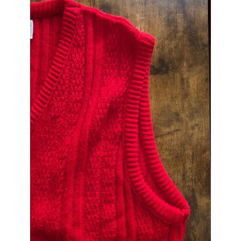 Vintage Red Knit Sweater Vest by Donegal – Size L